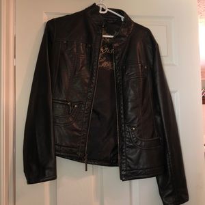 Brown leather jacket